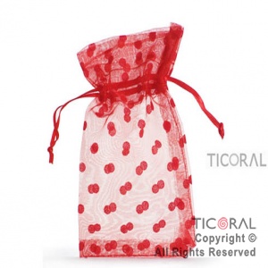 BOLSA ORGANZA ROJO 10X15 LUNARES HS3976-6 x 1